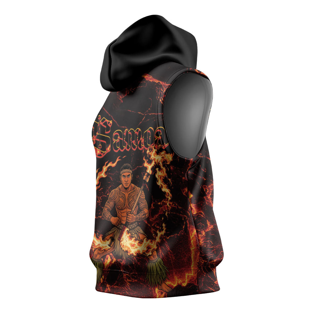 Samoa Siva Afi Dance Fireknife Sleeveless Hoodie Polynesian Heritage Fire Dance LT9 - Polynesian Pride
