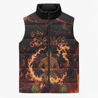 Samoa Siva Afi Dance Fireknife Sleeveless Puffer Jacket Polynesian Heritage Fire Dance LT9 Unisex Black - Polynesian Pride
