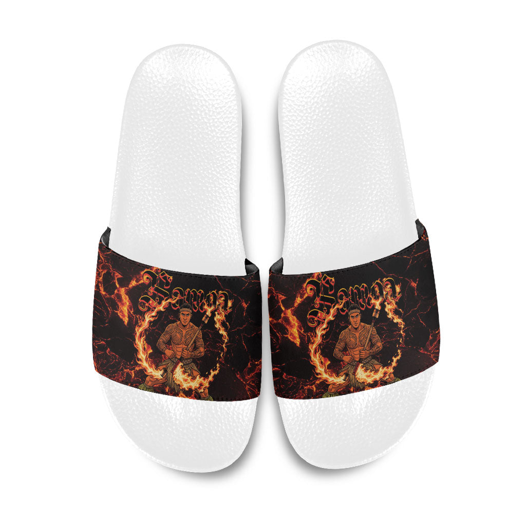 Samoa Siva Afi Dance Fireknife Slide Sandals Polynesian Heritage Fire Dance LT9 Black - Polynesian Pride