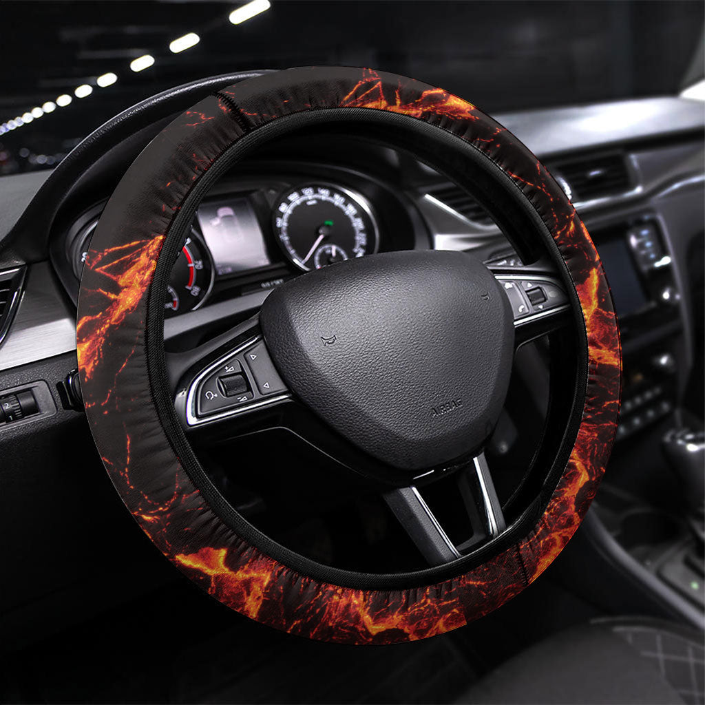 Samoa Siva Afi Dance Fireknife Steering Wheel Cover Polynesian Heritage Fire Dance LT9 Universal Fit Black - Polynesian Pride