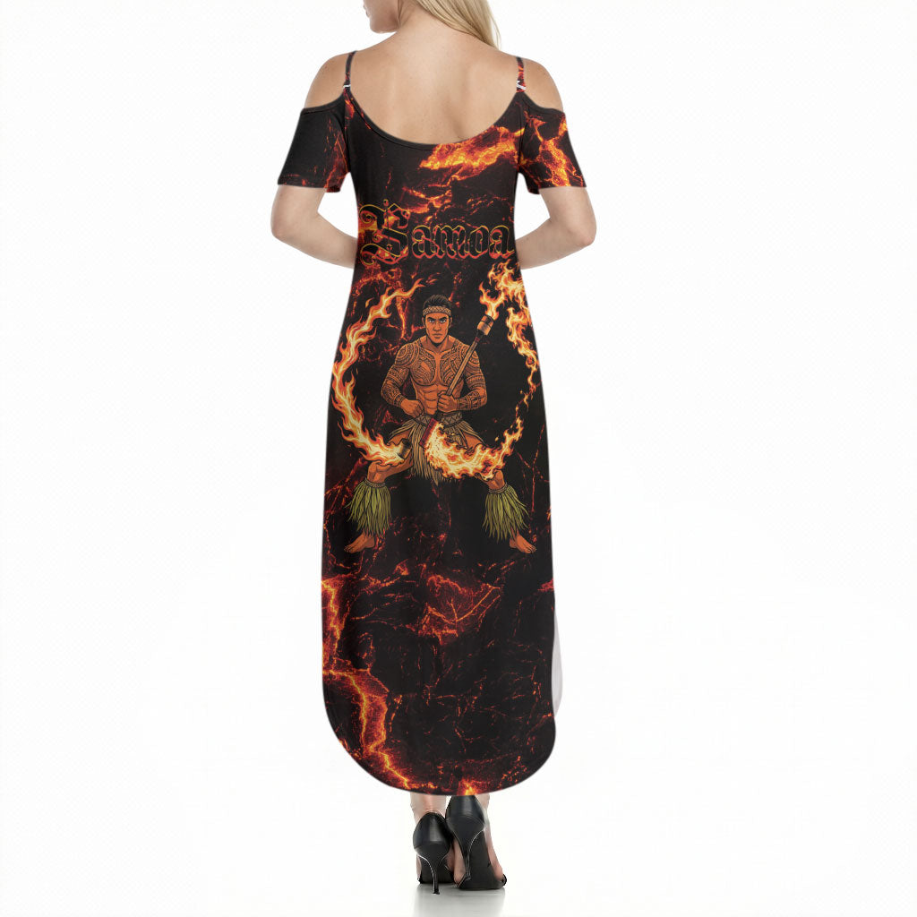Samoa Siva Afi Dance Fireknife Summer Maxi Dress Polynesian Heritage Fire Dance LT9 - Polynesian Pride