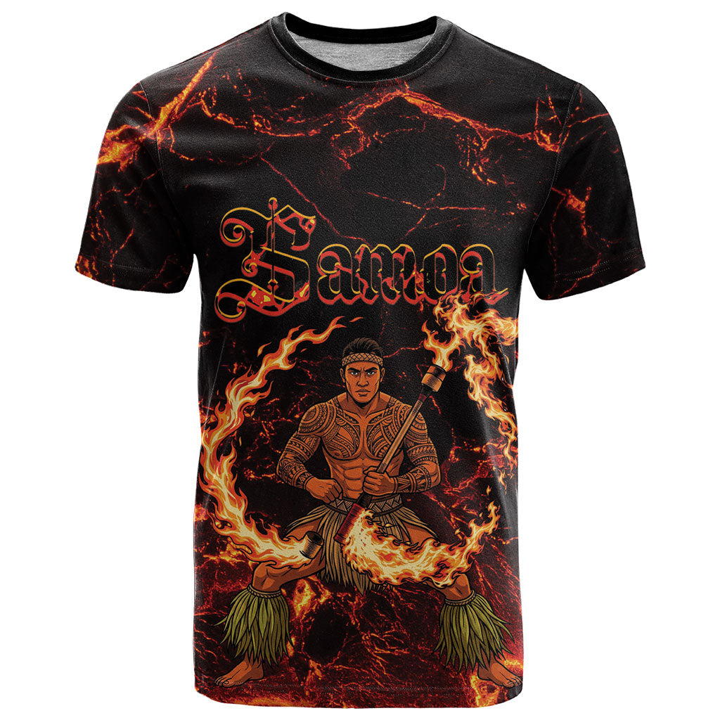 Samoa Siva Afi Dance Fireknife T Shirt Polynesian Heritage Fire Dance LT9 Black - Polynesian Pride