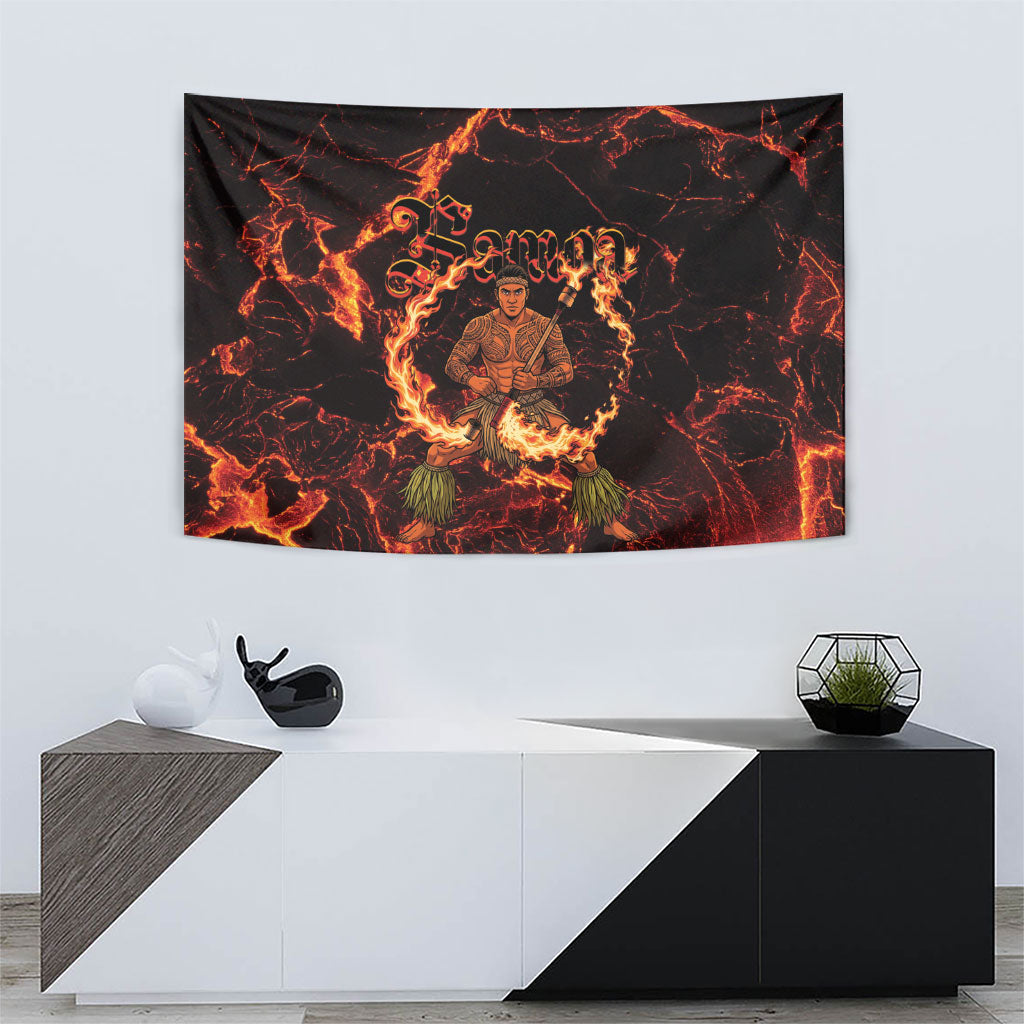 Samoa Siva Afi Dance Fireknife Tapestry Polynesian Heritage Fire Dance LT9 - Polynesian Pride