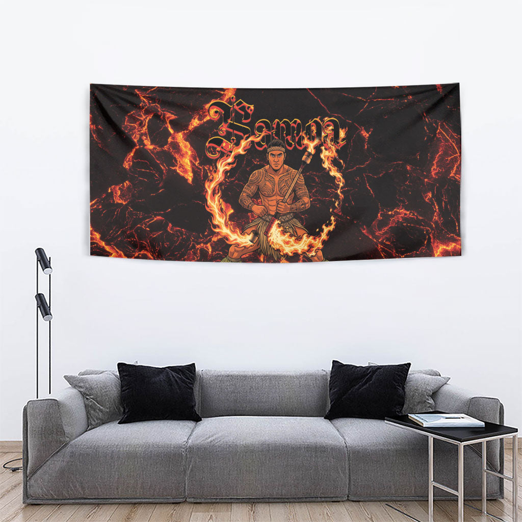 Samoa Siva Afi Dance Fireknife Tapestry Polynesian Heritage Fire Dance LT9 - Polynesian Pride