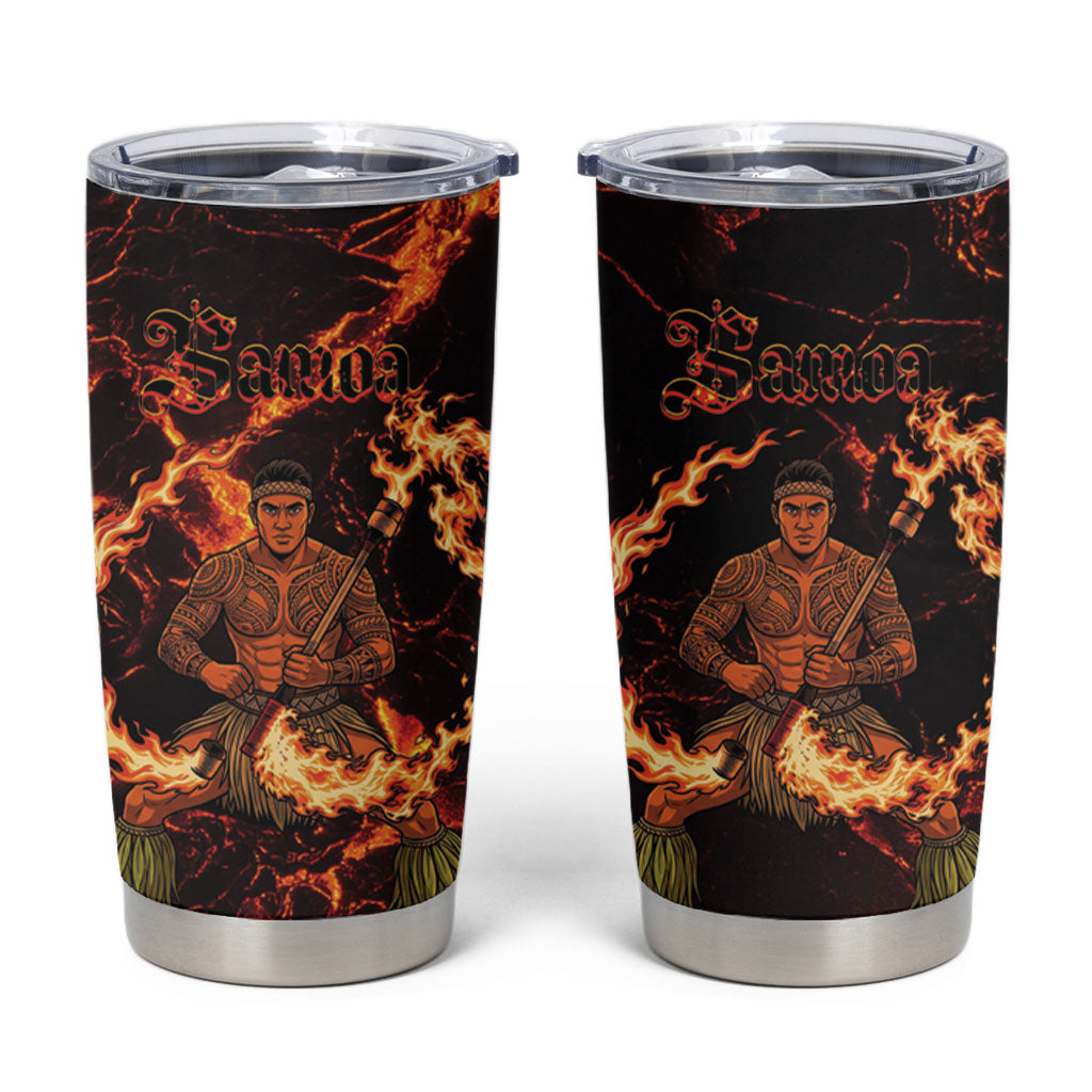 Samoa Siva Afi Dance Fireknife Tumbler Cup Polynesian Heritage Fire Dance LT9 Black - Polynesian Pride