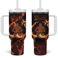 Samoa Siva Afi Dance Fireknife Tumbler With Handle Polynesian Heritage Fire Dance LT9 One Size: 40 oz Black - Polynesian Pride