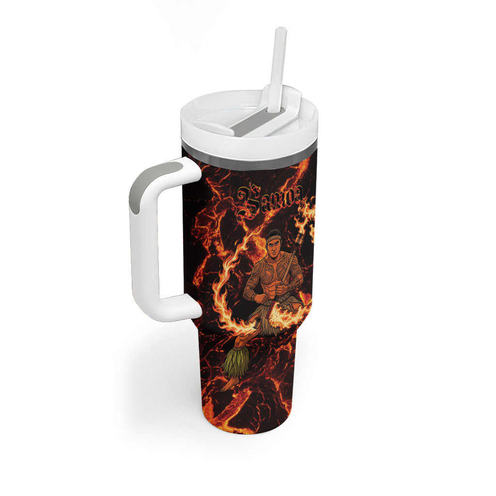 Samoa Siva Afi Dance Fireknife Tumbler With Handle Polynesian Heritage Fire Dance LT9 - Polynesian Pride