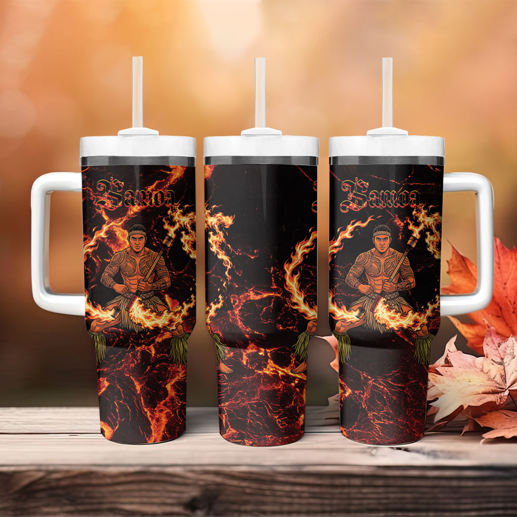 Samoa Siva Afi Dance Fireknife Tumbler With Handle Polynesian Heritage Fire Dance LT9 - Polynesian Pride