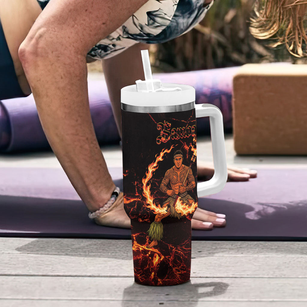 Samoa Siva Afi Dance Fireknife Tumbler With Handle Polynesian Heritage Fire Dance LT9 - Polynesian Pride