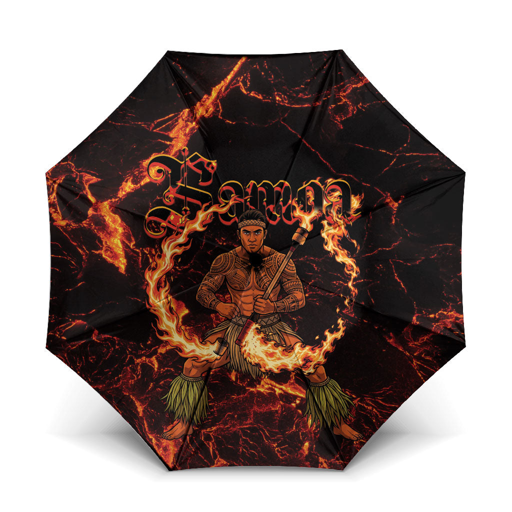 Samoa Siva Afi Dance Fireknife Umbrella Polynesian Heritage Fire Dance LT9 One Size Folded 11.42 inch Opened Diameter 37.4 inch Black - Polynesian Pride