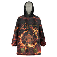 Samoa Siva Afi Dance Fireknife Wearable Blanket Hoodie Polynesian Heritage Fire Dance LT9 One Size Black - Polynesian Pride