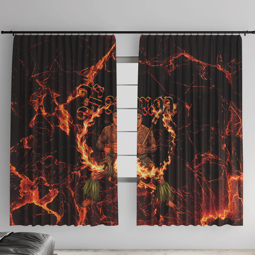 Samoa Siva Afi Dance Fireknife Window Curtain Polynesian Heritage Fire Dance LT9 With Hooks Black - Polynesian Pride