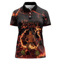 Samoa Siva Afi Dance Fireknife Women Polo Shirt Polynesian Heritage Fire Dance LT9 Female Black - Polynesian Pride