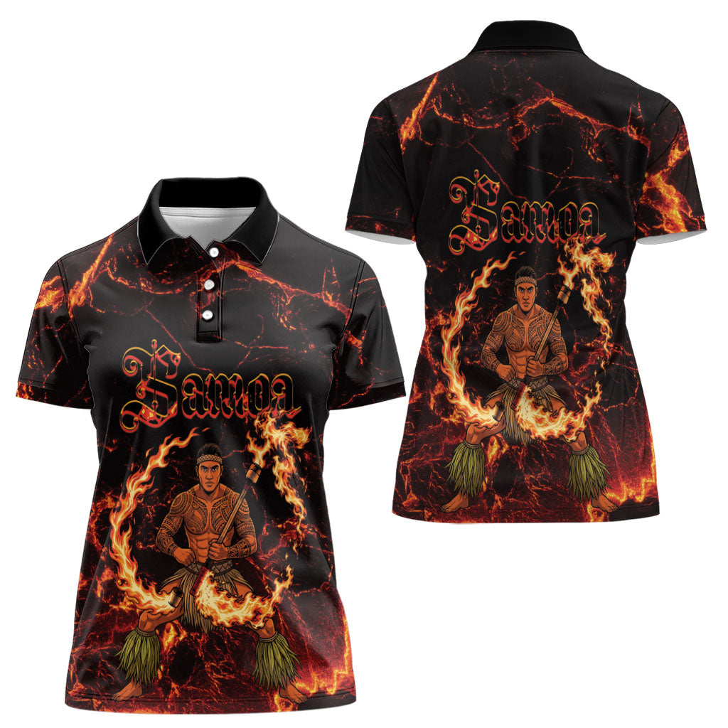 Samoa Siva Afi Dance Fireknife Women Polo Shirt Polynesian Heritage Fire Dance LT9 - Polynesian Pride