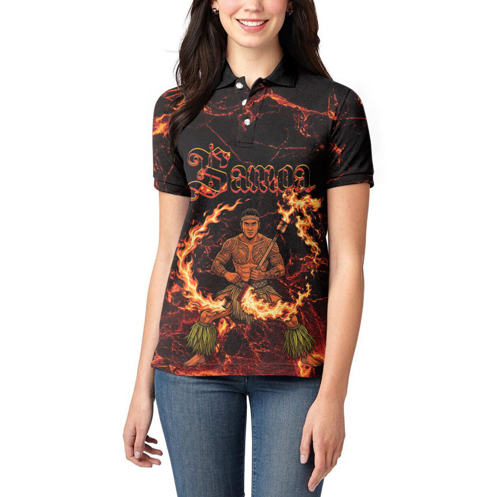 Samoa Siva Afi Dance Fireknife Women Polo Shirt Polynesian Heritage Fire Dance LT9 - Polynesian Pride