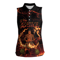 Samoa Siva Afi Dance Fireknife Women Sleeveless Polo Shirt Polynesian Heritage Fire Dance LT9 Female Black - Polynesian Pride