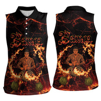 Samoa Siva Afi Dance Fireknife Women Sleeveless Polo Shirt Polynesian Heritage Fire Dance LT9 - Polynesian Pride
