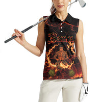 Samoa Siva Afi Dance Fireknife Women Sleeveless Polo Shirt Polynesian Heritage Fire Dance LT9 - Polynesian Pride
