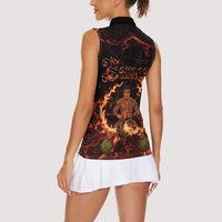 Samoa Siva Afi Dance Fireknife Women Sleeveless Polo Shirt Polynesian Heritage Fire Dance LT9 - Polynesian Pride