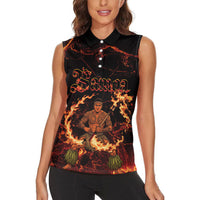 Samoa Siva Afi Dance Fireknife Women Sleeveless Polo Shirt Polynesian Heritage Fire Dance LT9 - Polynesian Pride