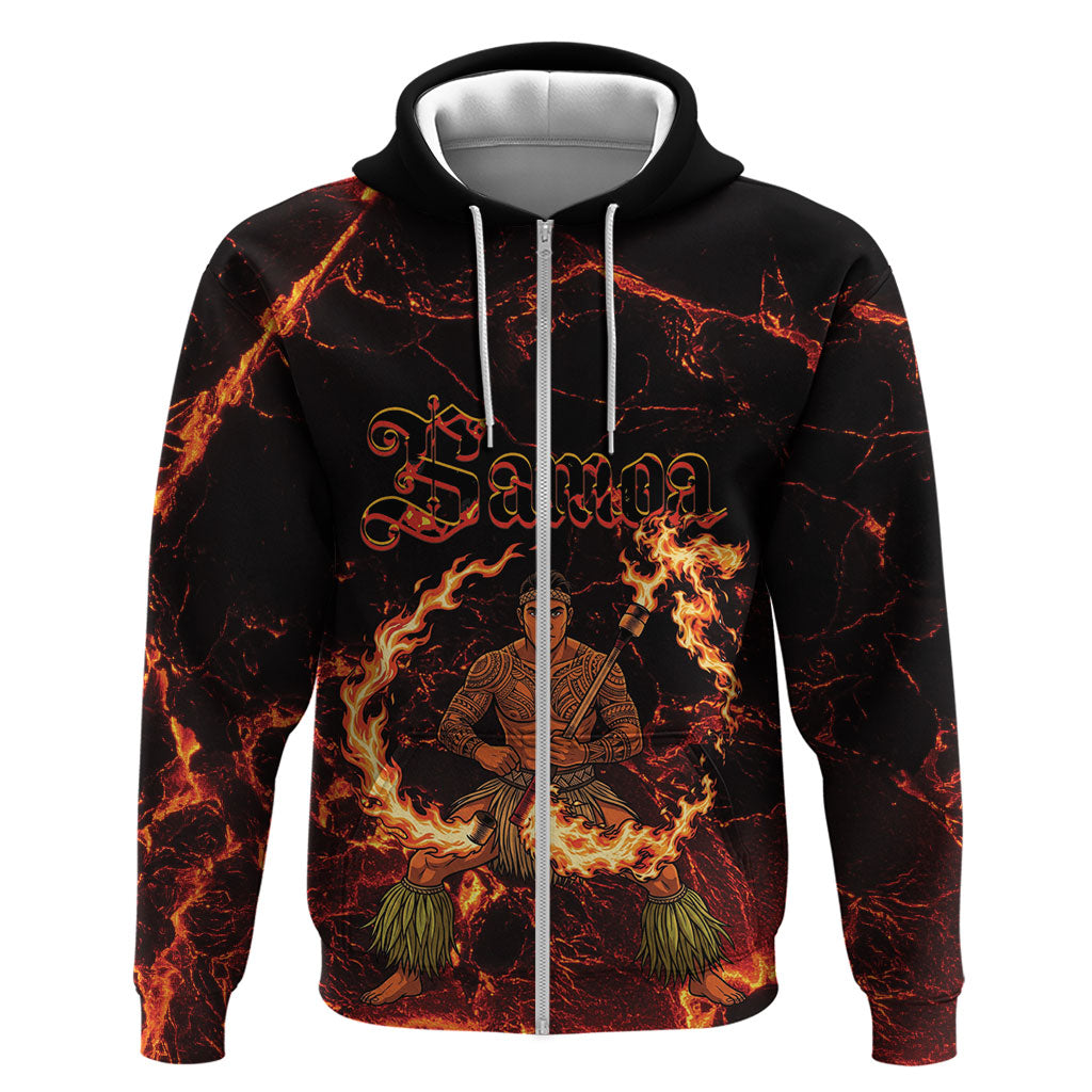 Samoa Siva Afi Dance Fireknife Zip Hoodie Polynesian Heritage Fire Dance LT9 Zip Hoodie Black - Polynesian Pride