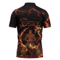 Samoa Siva Afi Dance Fireknife Zipper Polo Shirt Polynesian Heritage Fire Dance LT9 - Polynesian Pride