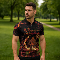 Samoa Siva Afi Dance Fireknife Zipper Polo Shirt Polynesian Heritage Fire Dance LT9 - Polynesian Pride