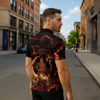 Samoa Siva Afi Dance Fireknife Zipper Polo Shirt Polynesian Heritage Fire Dance LT9 - Polynesian Pride