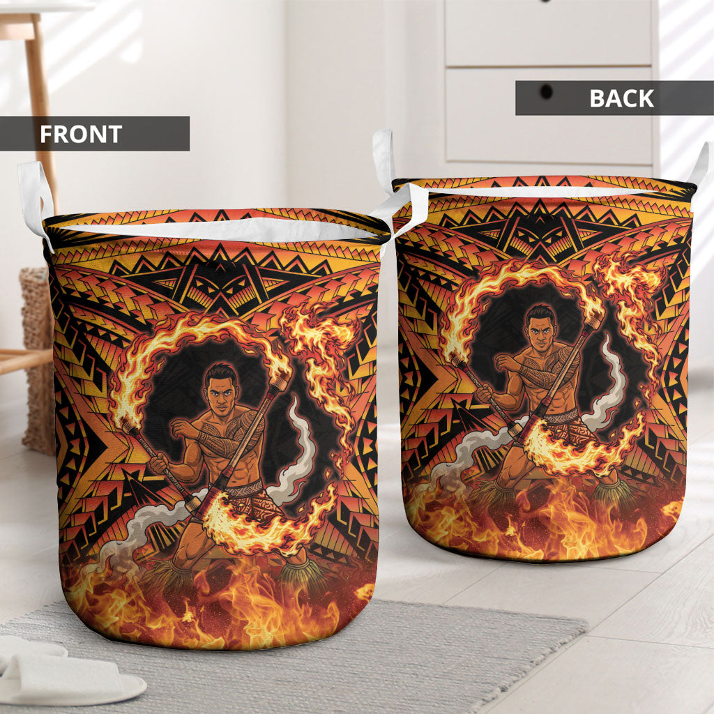 Samoa Siva Afi Dance Fireknife Laundry Basket Samoan Tribal Motif Dancing in the Fire LT9 - Polynesian Pride