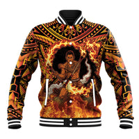 Samoa Siva Afi Dance Fireknife Baseball Jacket Samoan Tribal Motif Dancing in the Fire LT9 Unisex Red - Polynesian Pride