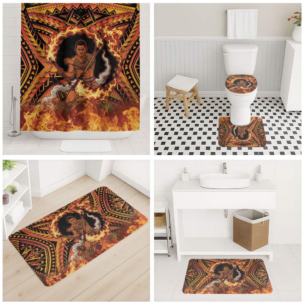 Samoa Siva Afi Dance Fireknife Bathroom Set Samoan Tribal Motif Dancing in the Fire LT9 - Polynesian Pride