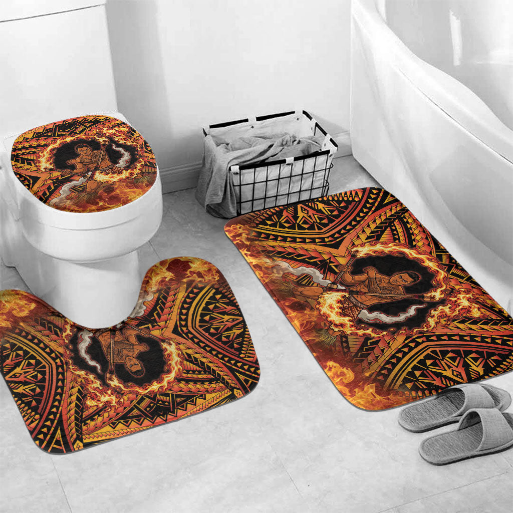 Samoa Siva Afi Dance Fireknife Bathroom Set Samoan Tribal Motif Dancing in the Fire LT9 Mat Set Only (3 pcs) One Size Red - Polynesian Pride