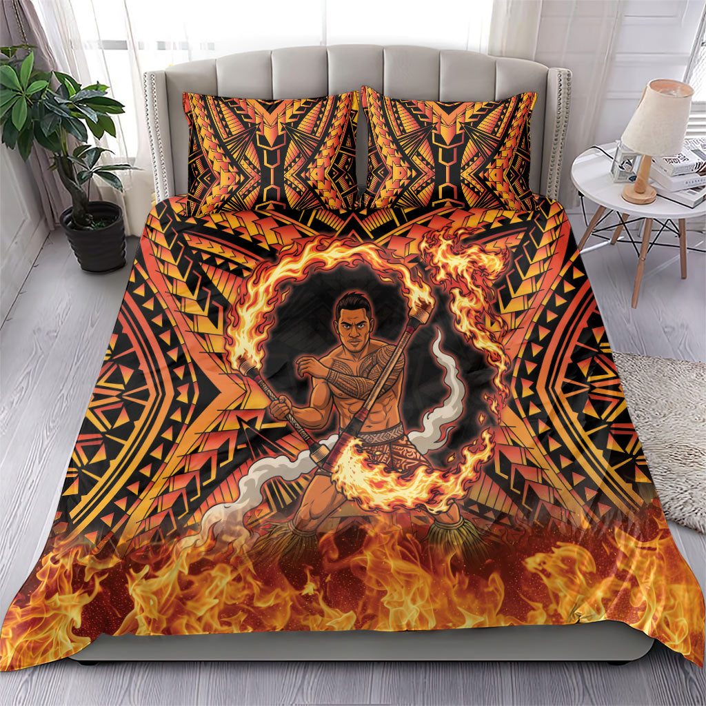 Samoa Siva Afi Dance Fireknife Bedding Set Samoan Tribal Motif Dancing in the Fire LT9 - Polynesian Pride