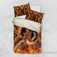 Samoa Siva Afi Dance Fireknife Bedding Set Samoan Tribal Motif Dancing in the Fire LT9 US Twin 172cm x 218cm Red - Polynesian Pride