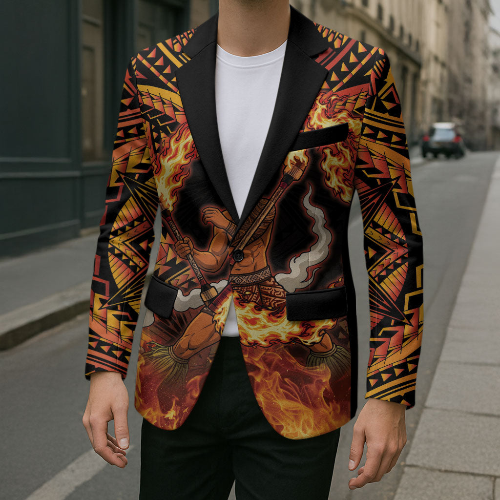 Samoa Siva Afi Dance Fireknife Blazer Samoan Tribal Motif Dancing in the Fire LT9 - Polynesian Pride