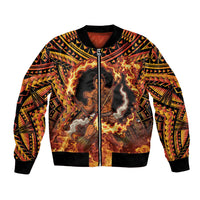 Samoa Siva Afi Dance Fireknife Bomber Jacket Samoan Tribal Motif Dancing in the Fire LT9 Unisex Red - Polynesian Pride