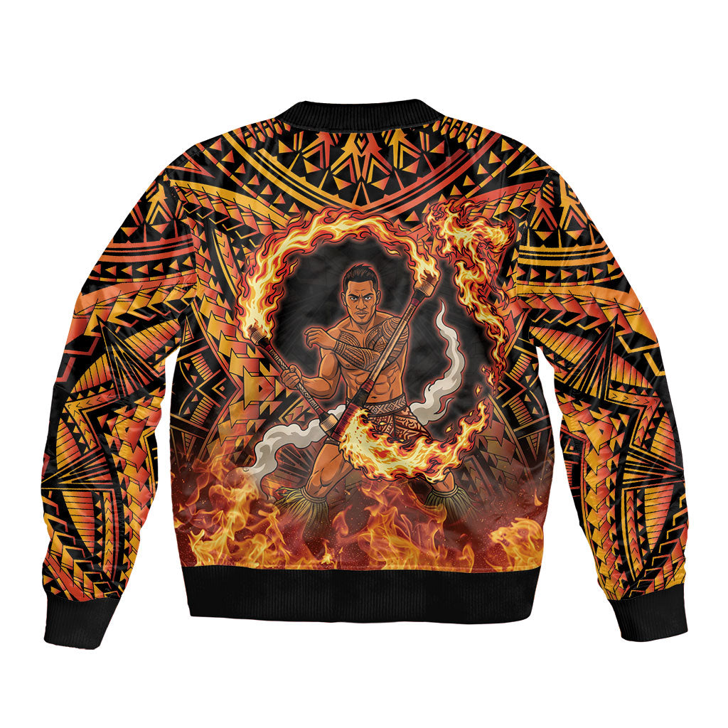 Samoa Siva Afi Dance Fireknife Bomber Jacket Samoan Tribal Motif Dancing in the Fire LT9 - Polynesian Pride