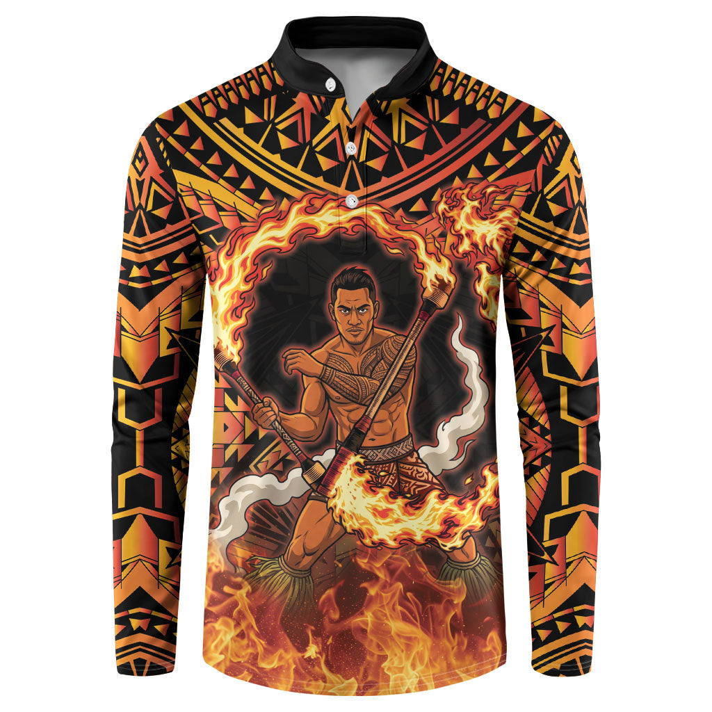 Samoa Siva Afi Dance Fireknife Button Sweatshirt Samoan Tribal Motif Dancing in the Fire LT9 Red - Polynesian Pride