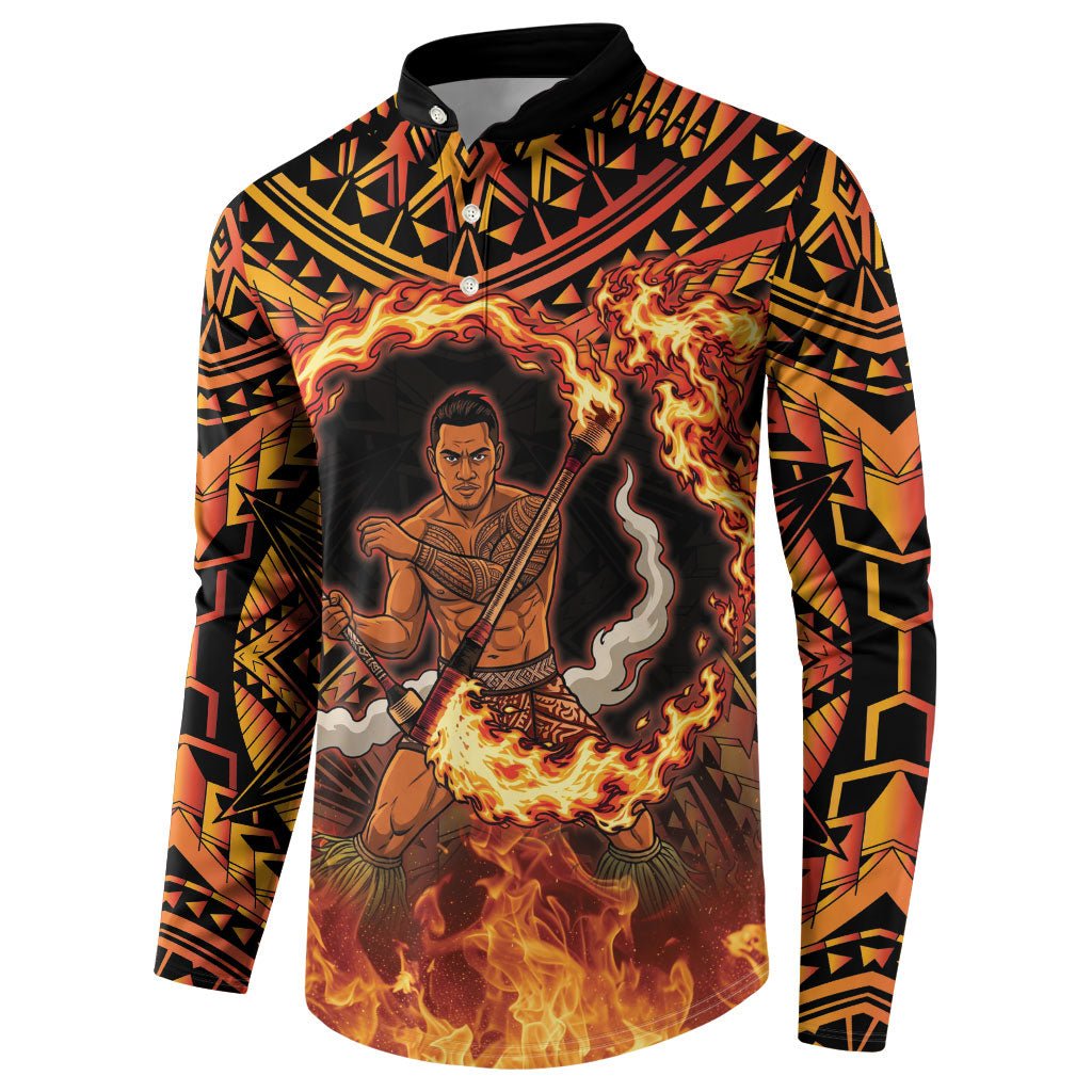 Samoa Siva Afi Dance Fireknife Button Sweatshirt Samoan Tribal Motif Dancing in the Fire LT9 - Polynesian Pride