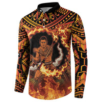 Samoa Siva Afi Dance Fireknife Button Sweatshirt Samoan Tribal Motif Dancing in the Fire LT9 - Polynesian Pride