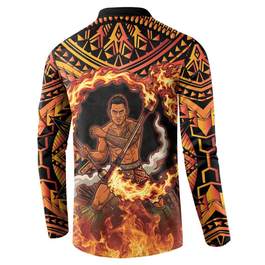 Samoa Siva Afi Dance Fireknife Button Sweatshirt Samoan Tribal Motif Dancing in the Fire LT9 - Polynesian Pride