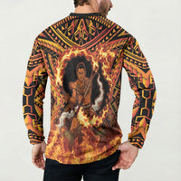 Samoa Siva Afi Dance Fireknife Button Sweatshirt Samoan Tribal Motif Dancing in the Fire LT9 - Polynesian Pride