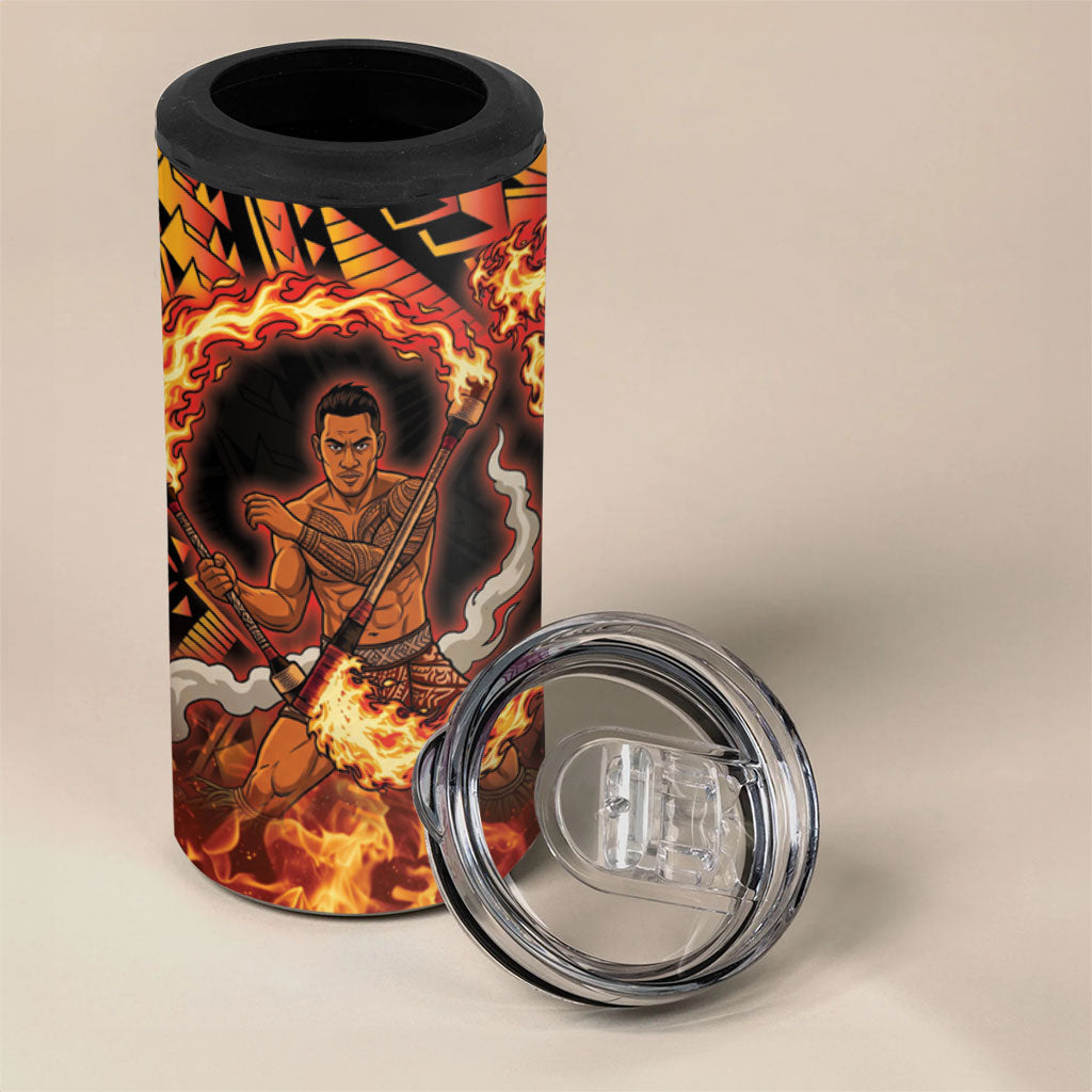 Samoa Siva Afi Dance Fireknife 4 in 1 Can Cooler Tumbler Samoan Tribal Motif Dancing in the Fire LT9 - Polynesian Pride