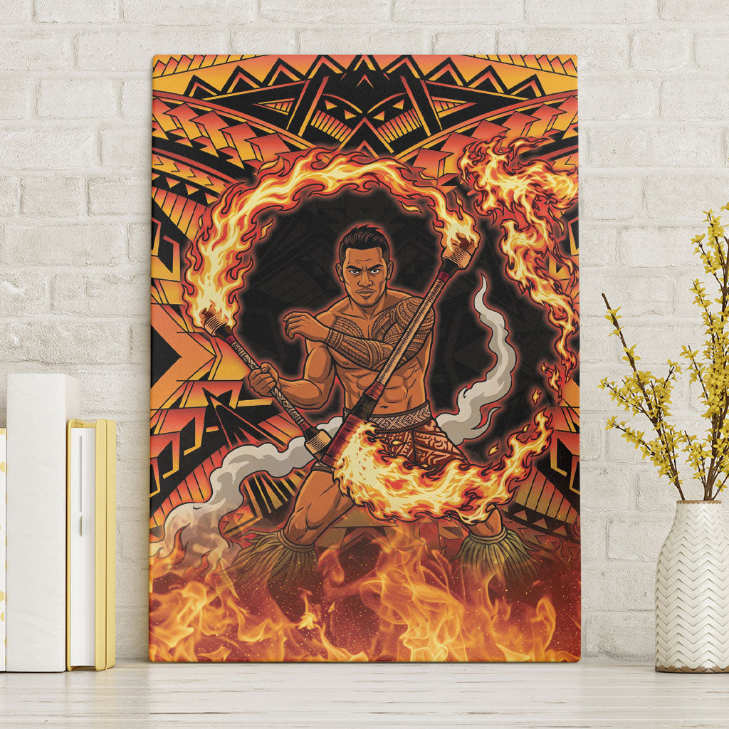 Samoa Siva Afi Dance Fireknife Canvas Wall Art Samoan Tribal Motif Dancing in the Fire LT9 Without Frame Red - Polynesian Pride