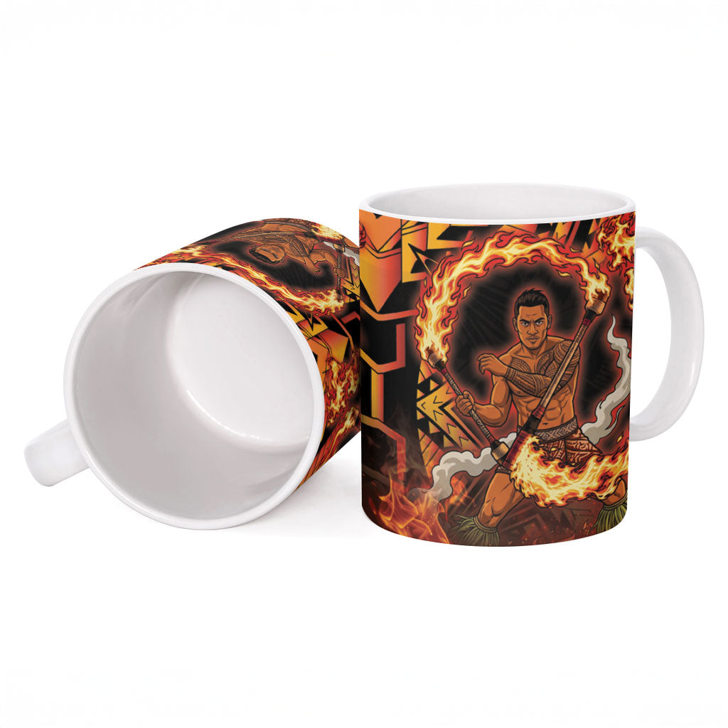 Samoa Siva Afi Dance Fireknife Ceramic Mug Samoan Tribal Motif Dancing in the Fire LT9 - Polynesian Pride