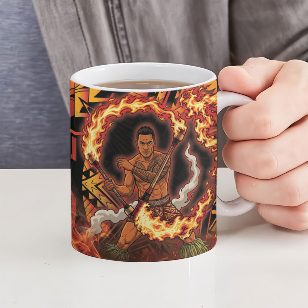 Samoa Siva Afi Dance Fireknife Ceramic Mug Samoan Tribal Motif Dancing in the Fire LT9 - Polynesian Pride
