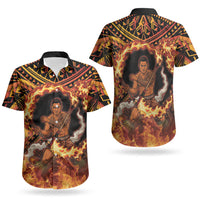 Samoa Siva Afi Dance Fireknife Couples Matching Summer Maxi Dress and Hawaiian Shirt Samoan Tribal Motif Dancing in the Fire LT9 - Polynesian Pride