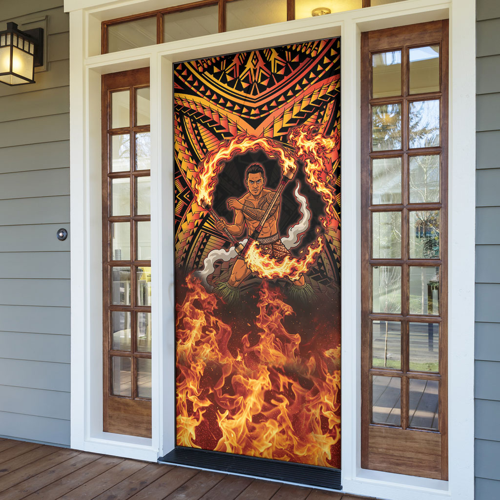 Samoa Siva Afi Dance Fireknife Door Cover Samoan Tribal Motif Dancing in the Fire LT9 - Polynesian Pride