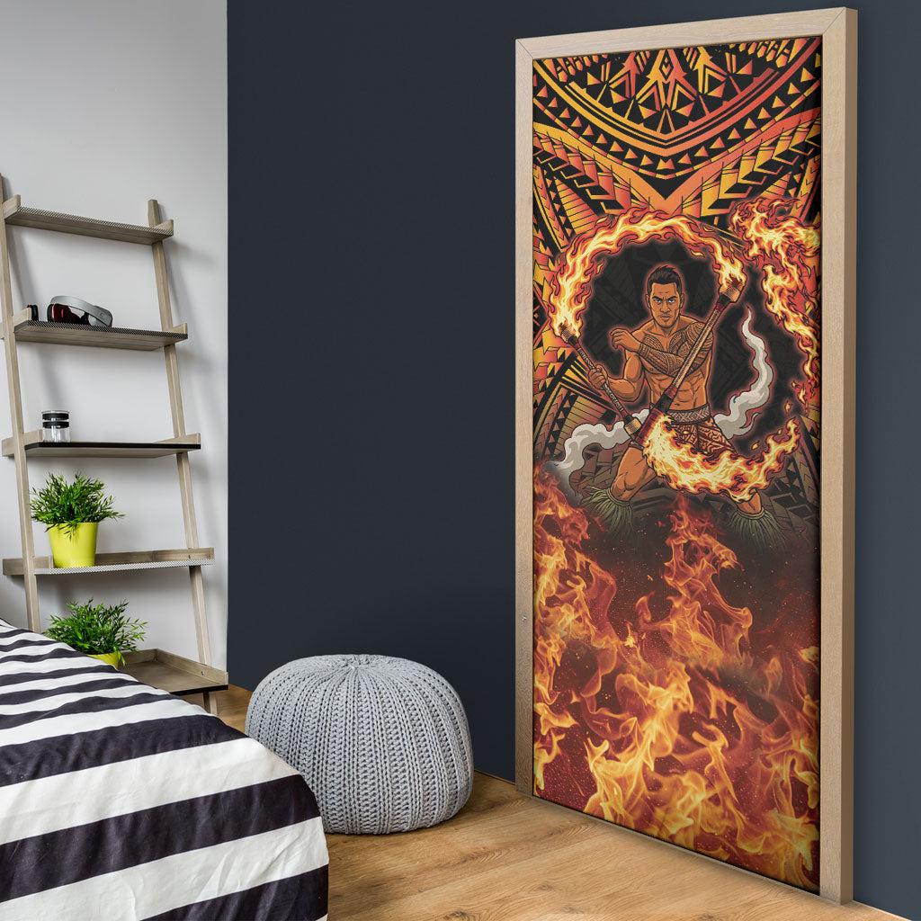 Samoa Siva Afi Dance Fireknife Door Cover Samoan Tribal Motif Dancing in the Fire LT9 - Polynesian Pride