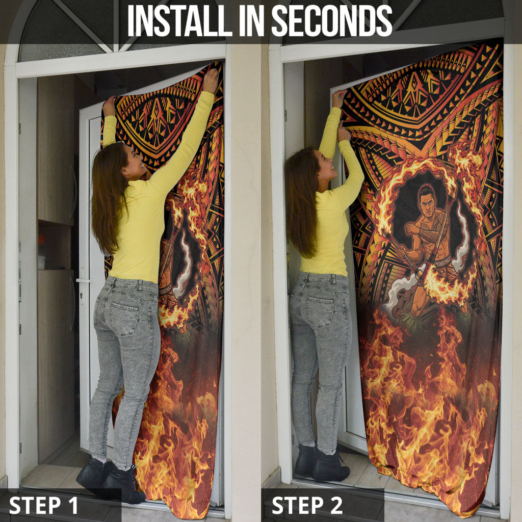 Samoa Siva Afi Dance Fireknife Door Cover Samoan Tribal Motif Dancing in the Fire LT9 - Polynesian Pride